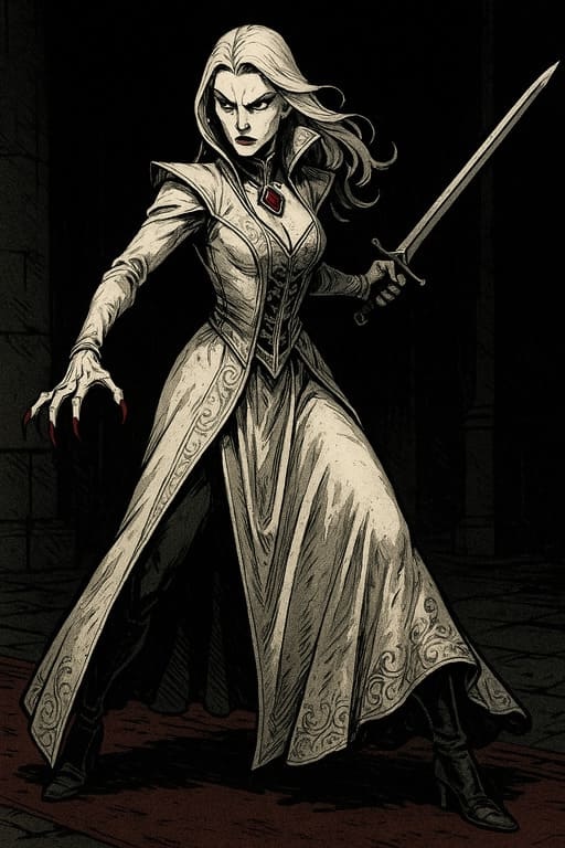 Vampire woman with sword